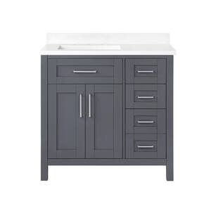 Tahoe 36 in. W Single Sink Vanity in Dark Charcoal with Cultured Marble Vanity Top in White with White Basin