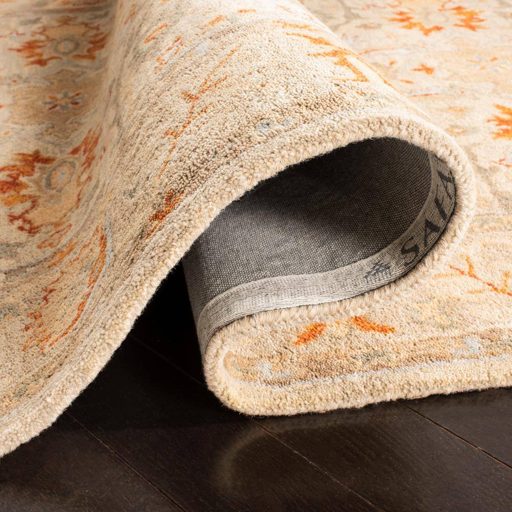 Handmade Red and Beige Wool Tufted Area Rug