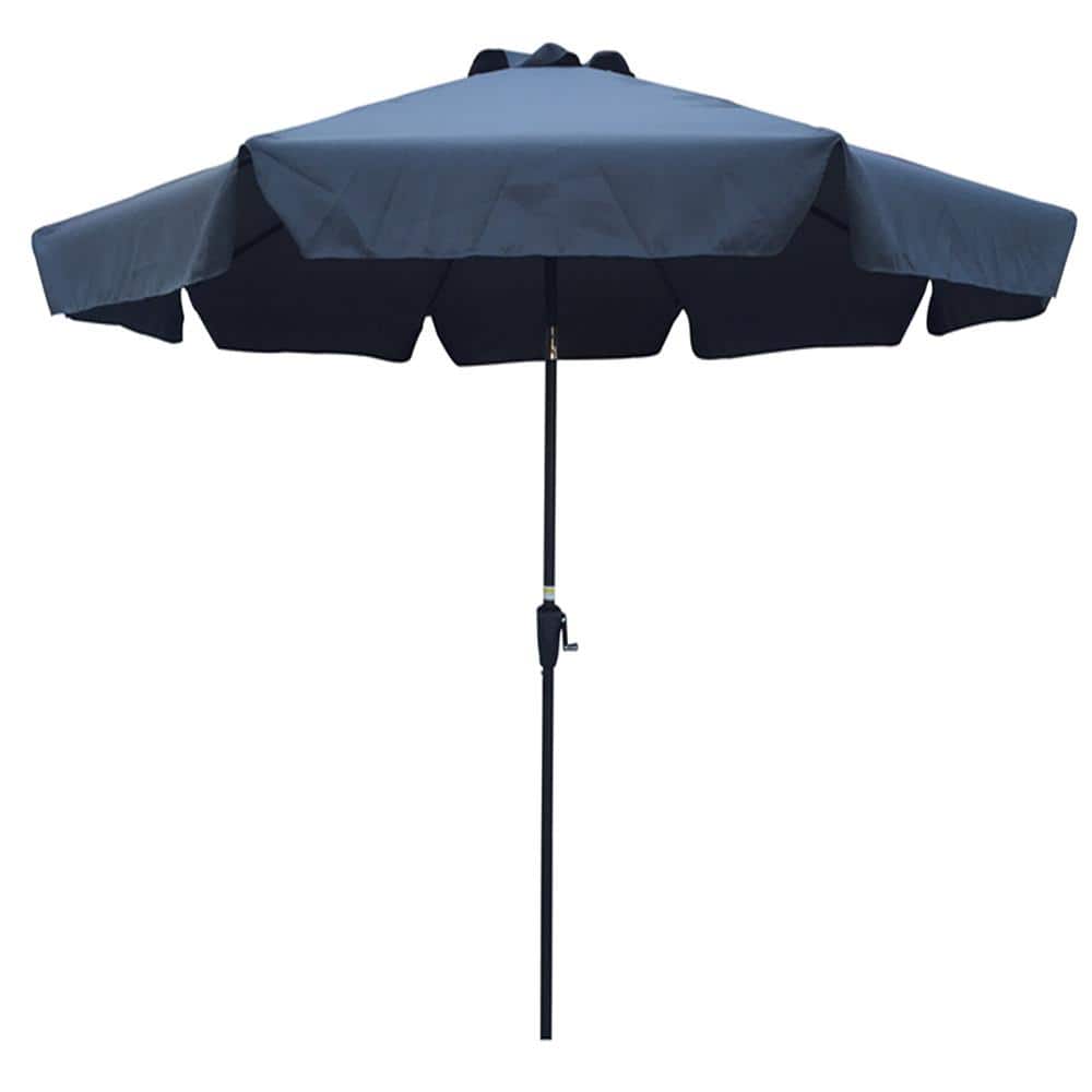 10 ft. Patio Market Round Umbrella with Crank and Push Button Tilt in Dark 