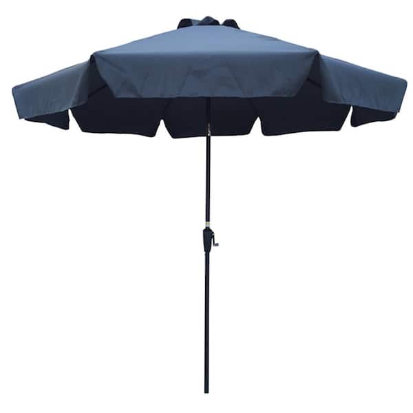 Unbranded 10 ft. Patio Market Round Umbrella with Crank and Push Button Tilt in Dark Gray Canopy