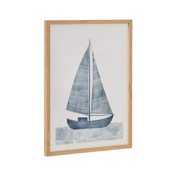 Gallery Nautical Blue Sailboat by The Creative Bunch Studio Natural Framed Art Print 12 in. x 16 in.