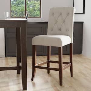 Skien Rustic Oak Tufted Upholstery Counter Height Dining Chairs (Set of 2)