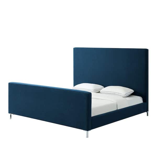 Stefania Denim Linen Upholstered Platform King Bed