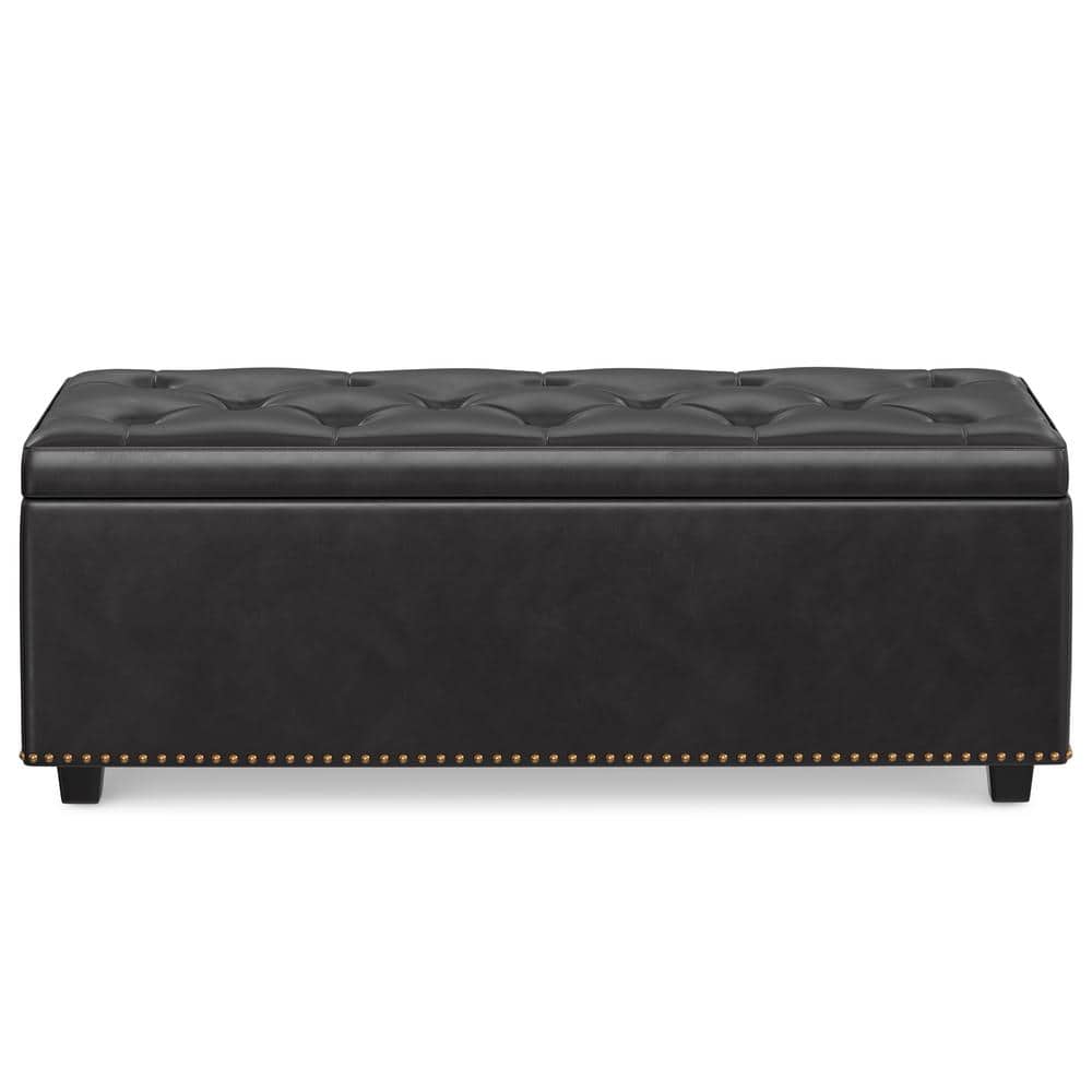 Hamilton 44" Contemporary Tanners Brown Faux Leather Lift-Top Storage Ottoman
