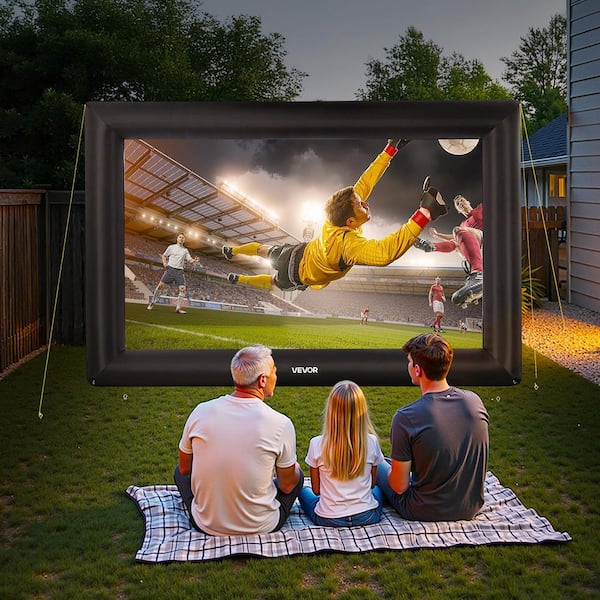 240 in. Inflatable Projector Screen, Inflatable Movie Screen Outdoor with 250W Air Blower Projector Screen Oxford Fabric