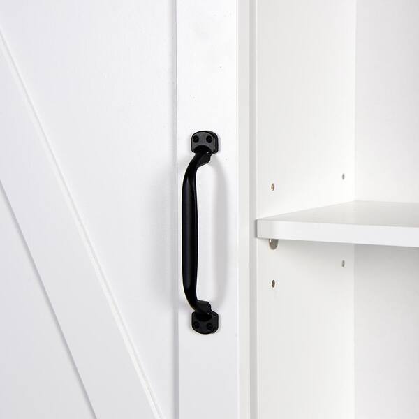27-in W x 7.8-in D x 20-in H in MDF Ready to Assemble Wall Bathroom Medicine Cabinet in White with Sliding Barn Door