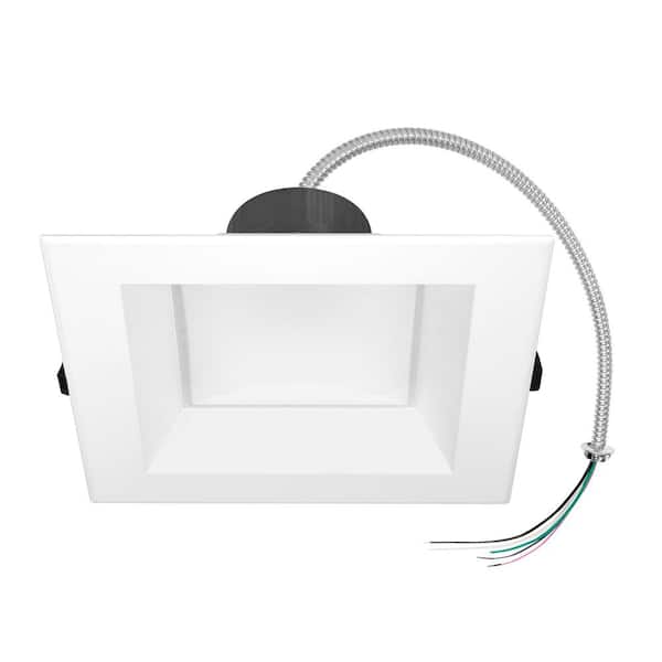 8 in. Recessed Commercial LED Square Downlight, Selectable Color Temperature / Wattage, up to 2550 Lumens