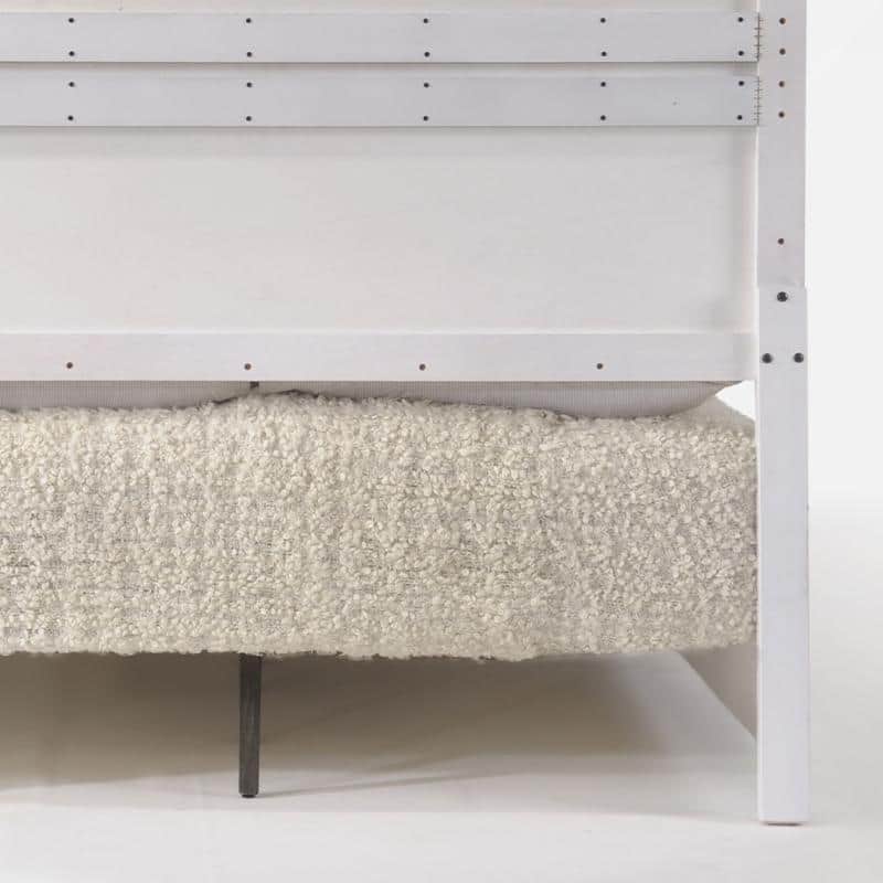 White Queen Upholstered Bed with Crystal Accented Headboard