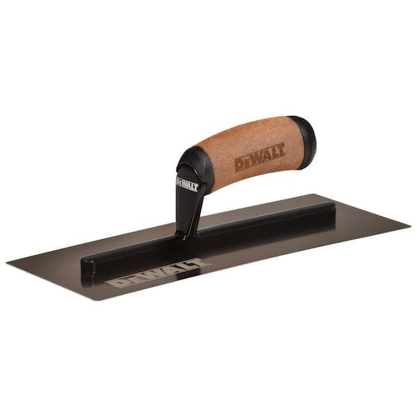 4 in. x 12 in. Curved Stainless Steel Finishing Trowel with Leather Composite Handle