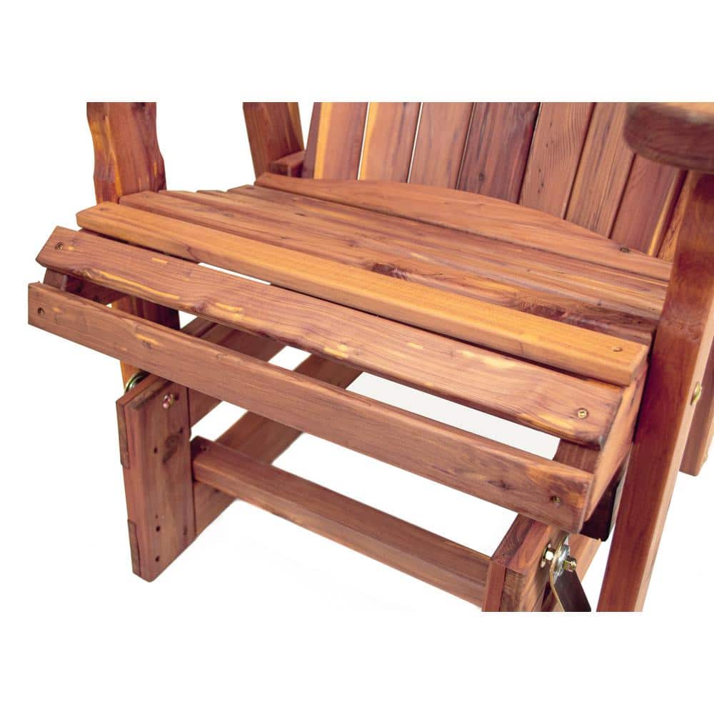 Natural Cedar Wood Adirondack Glider Chair with Arms