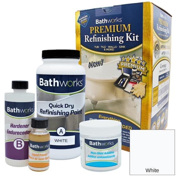 BATHWORKS 22 oz. Quick Dry in White with Slip Guard Bathtub Refinish Kit