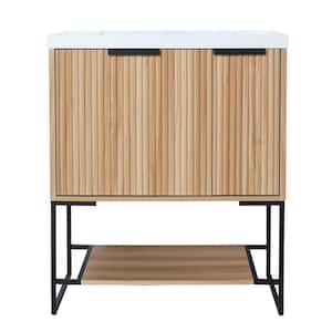 18.1in. W x 29.5in. D x 35in. H 1 Sink Freestanding Bath Vanity in Maple with White Resin Top