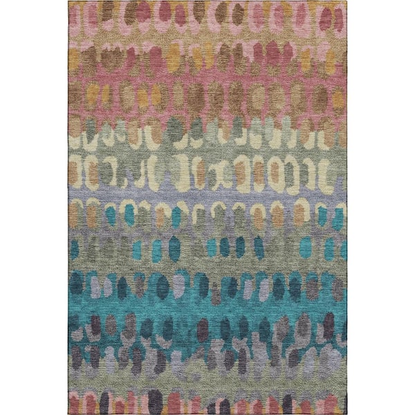 Mayfield Premium Machine Washable Abstract AMF2529 Blush 3 ft. x 5 ft. Area Rug