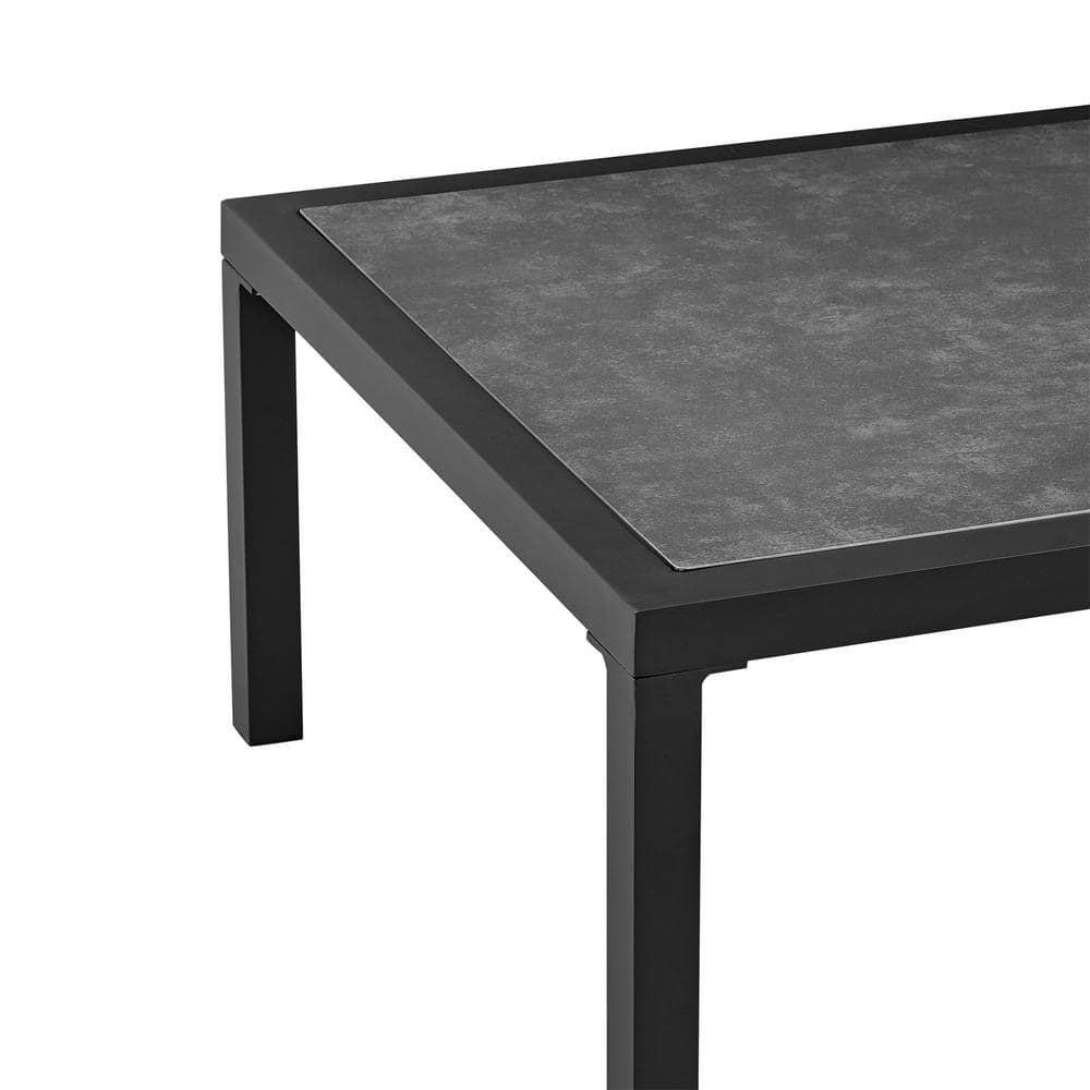 Mareike Black Aluminum and Ceramic Outdoor Coffee Table