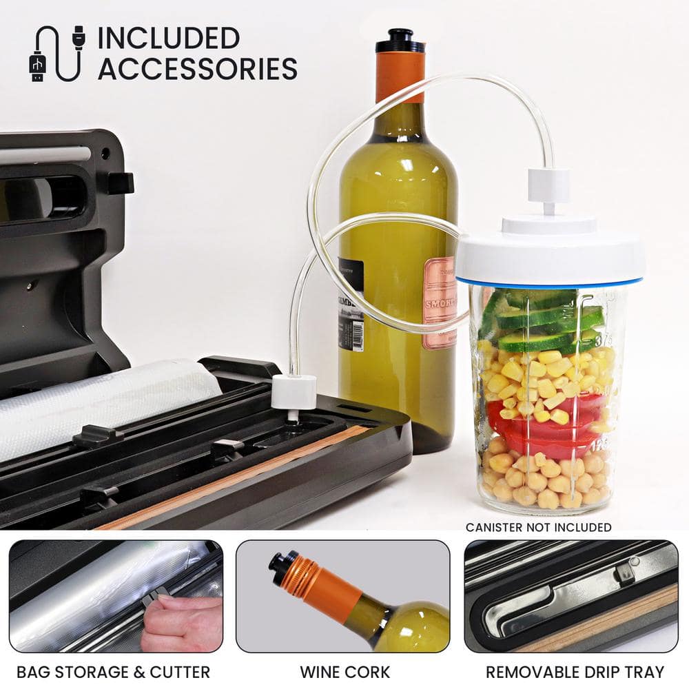 Kenmore Black and Silver Stainless Steel Vacuum Sealer with 7 Preset Modes