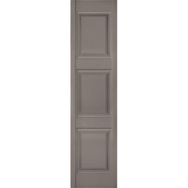 Ekena Millwork 12 in. x 66 in. Lifetime Vinyl Custom 3 Equal Raised Panel Shutters Pair Clay