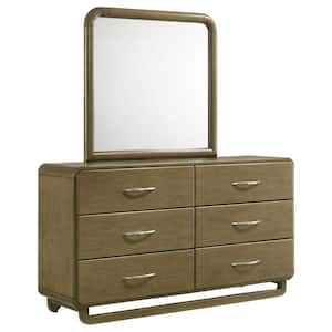 Amsbury Nutmeg 6-drawer 64 in. Dresser with Mirror