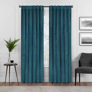 Summit Geo 40 x 84 Thermal Insulated Single Panel Rod Pocket Light Blocking Curtains for Living Room ECLIPSE DraftStopper Room Darkening Curtains for Bedroom Blue