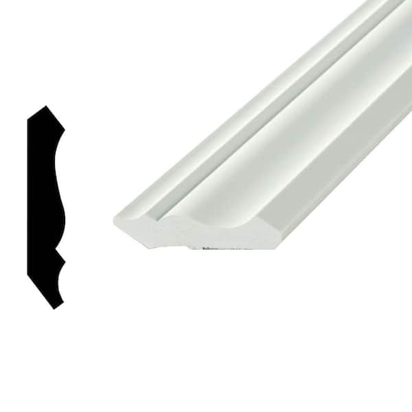 WM49-TLF 11/16 in. x 3-5/8 in. White Solid Extruded Plastic Crown Moulding