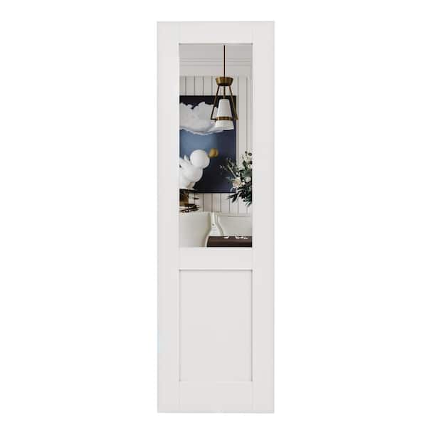 ARK DESIGN 24 in. x 80 in. 1/2 Lite Mirrored Glass and Solid Core MDF White Primed Standard Interior Door Slab
