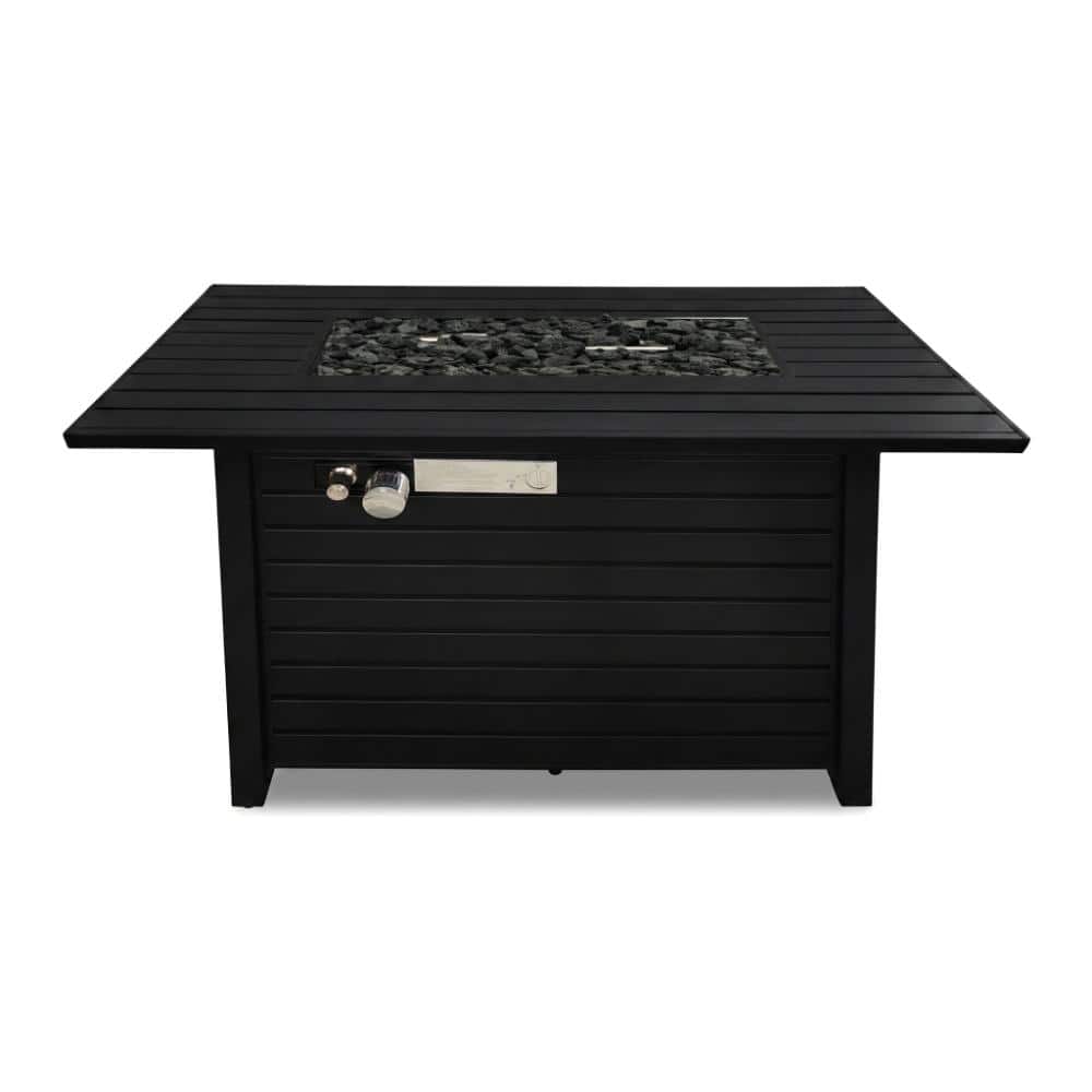 42 in. W x 20 in. D x 25 in. H Black Steel Propane Natural Gas Outdoor Fire Pit Table with Lid price history on PriceWatchPro