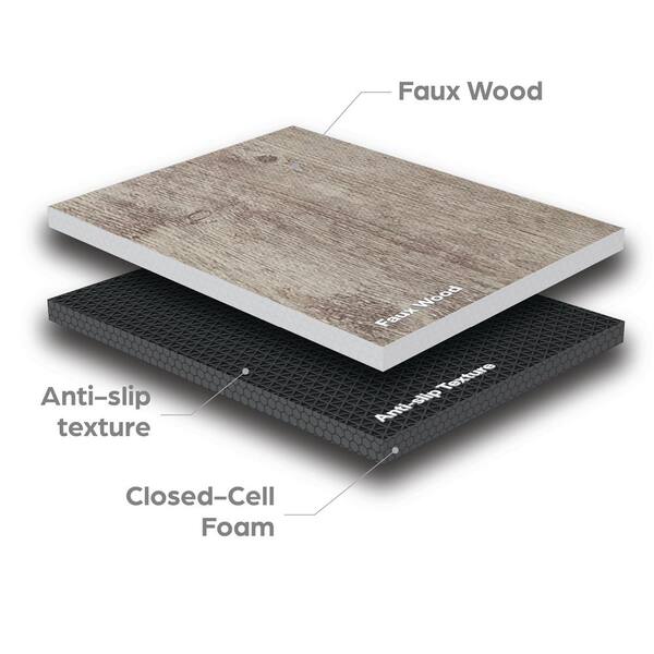 Norsk Reversible Driftwood/Black Faux Wood 24 in. x 24 in. x 0.47 in. Foam Mats (4-Pack) Norsk Reversible Driftwood/Black Faux Wood 24 in. x 24 in. x 0.47 in. Foam Mats (4-Pack)