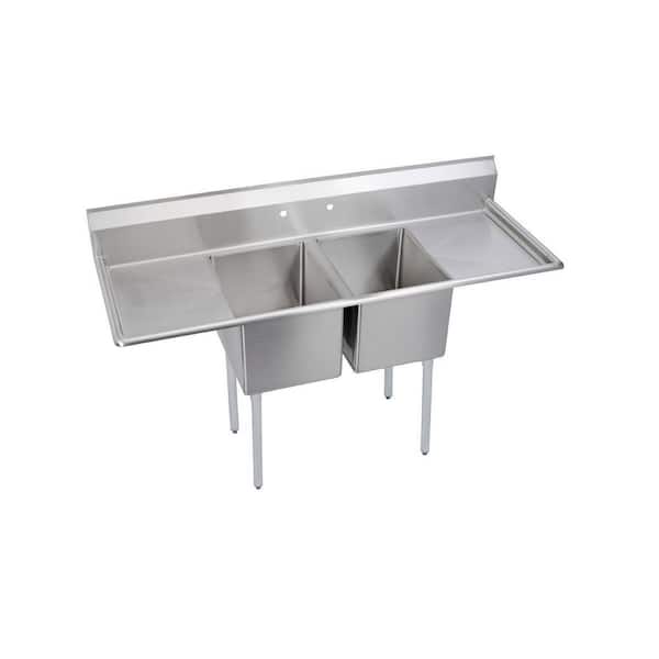Dependabilt 70 in. Freestanding Stainless Steel 2-Compartments Scullery Commercial Sink with Drainboard