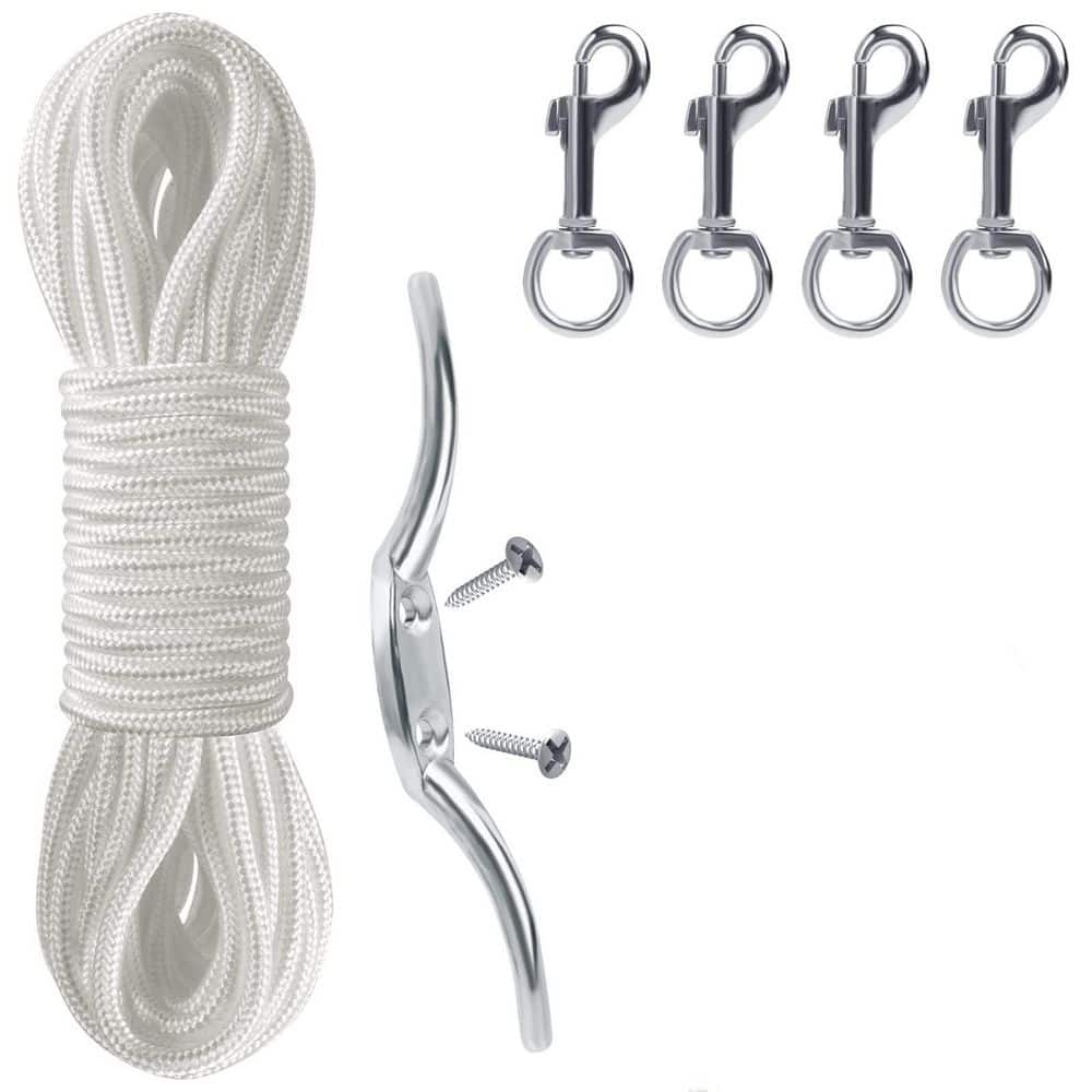 50 ft. Nylon Flag Pole Rope Halyard with Cleat Hook and 4 Pcs Swivel Snap Clips for Flagpoles price history on PriceWatchPro