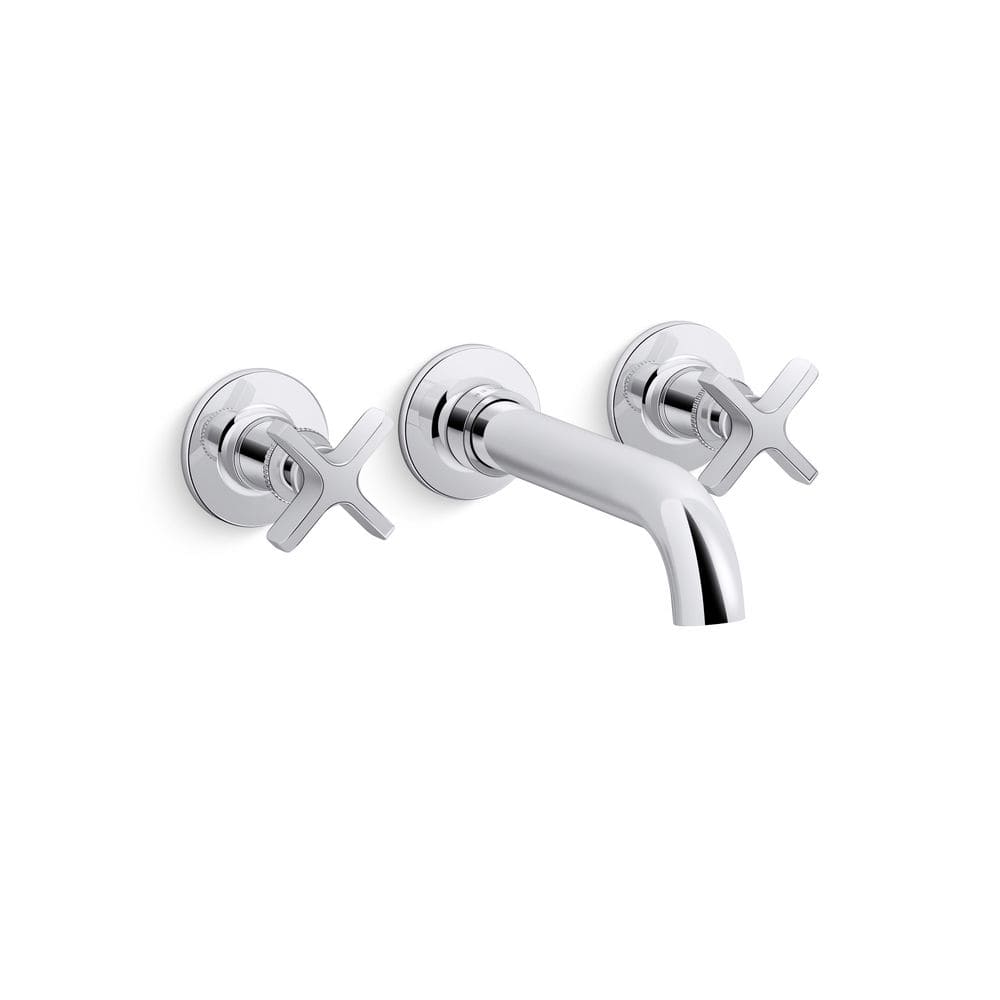 Polished Chrome Wall-Mount Bath Faucet with Cross Handles