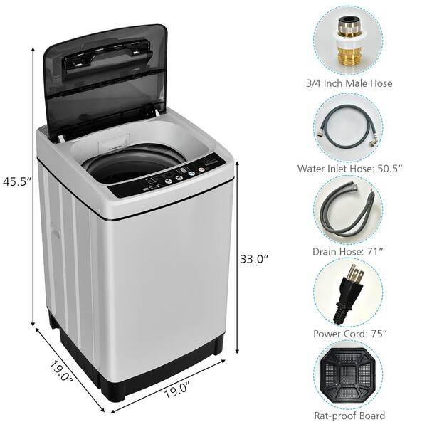 Costway Full-Automatic Washing Machine 1.5 Cu.Ft 11 lbs Washer & Dryer Grey