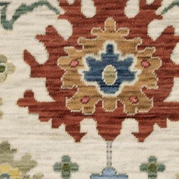 8 ft. x 11 ft. Ivory, Red, Blue Oriental Washable Area Rug