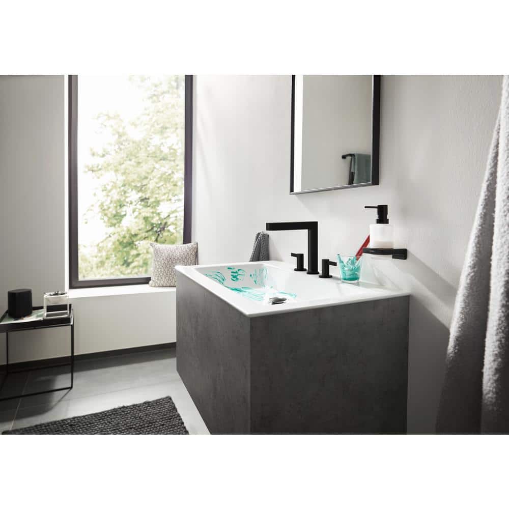 Matte Black Modern Brass Widespread Bathroom Faucet
