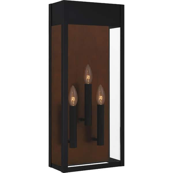 Quoizel Maren 3-Light Matte Black Outdoor Wall Lantern Sconce