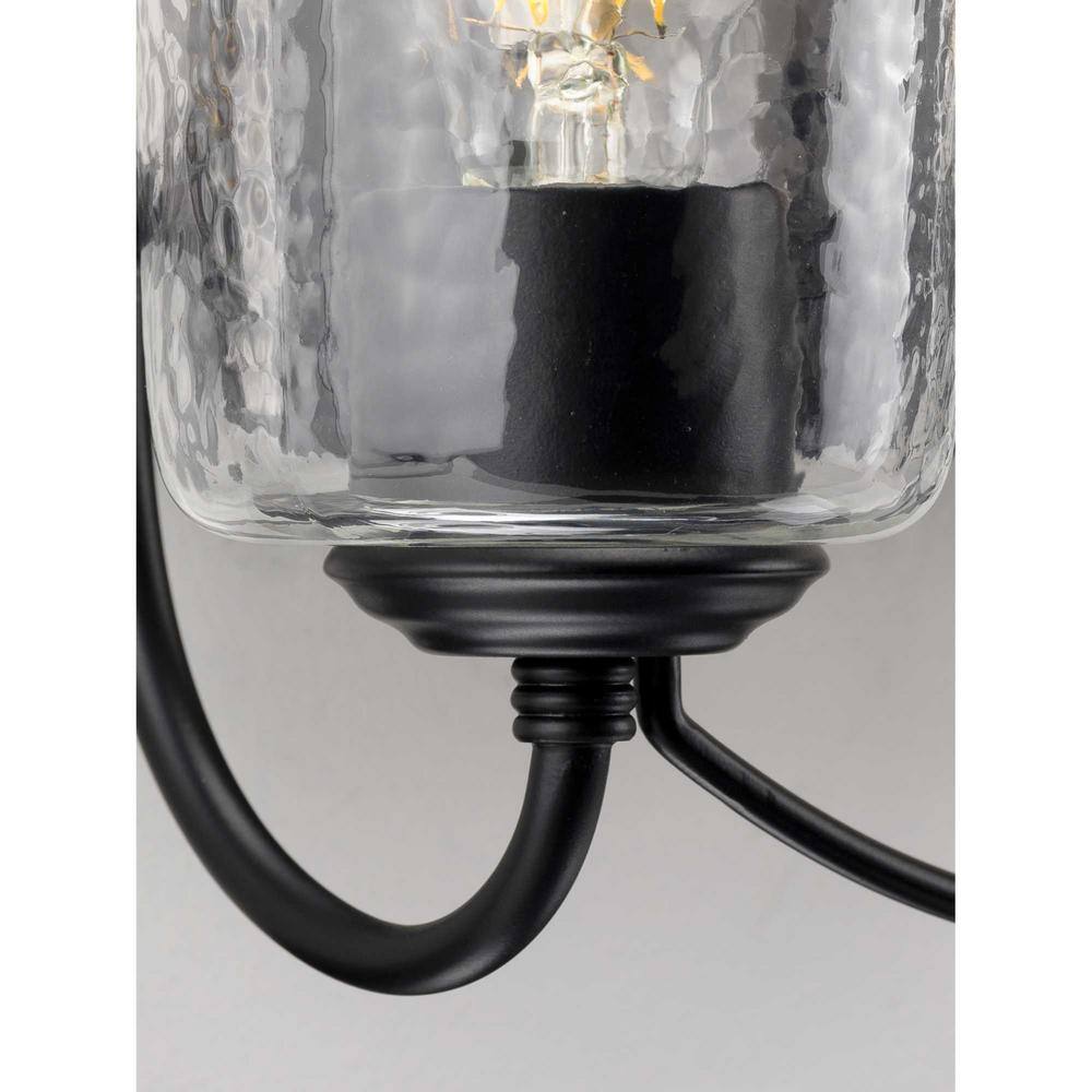 Black Steel Two-Light Dimmable Bath Light with Clear Glass Shades