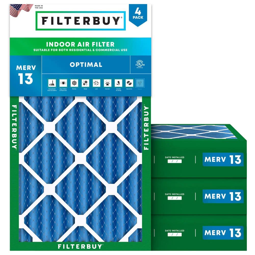 6.88 in. x 15.88 in. x 4 in. MERV 13 (FPR 10) Health Defense Pleated HVAC AC Furnace Air Filters Replacement (4-Pack) price history on PriceWatchPro