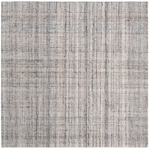 Abstract Camel/Black 10 ft. x 10 ft. Striped Square Area Rug