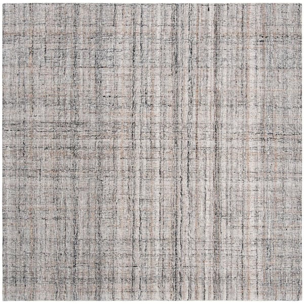 SAFAVIEH Abstract Camel/Black 8 ft. x 8 ft. Striped Square Area Rug