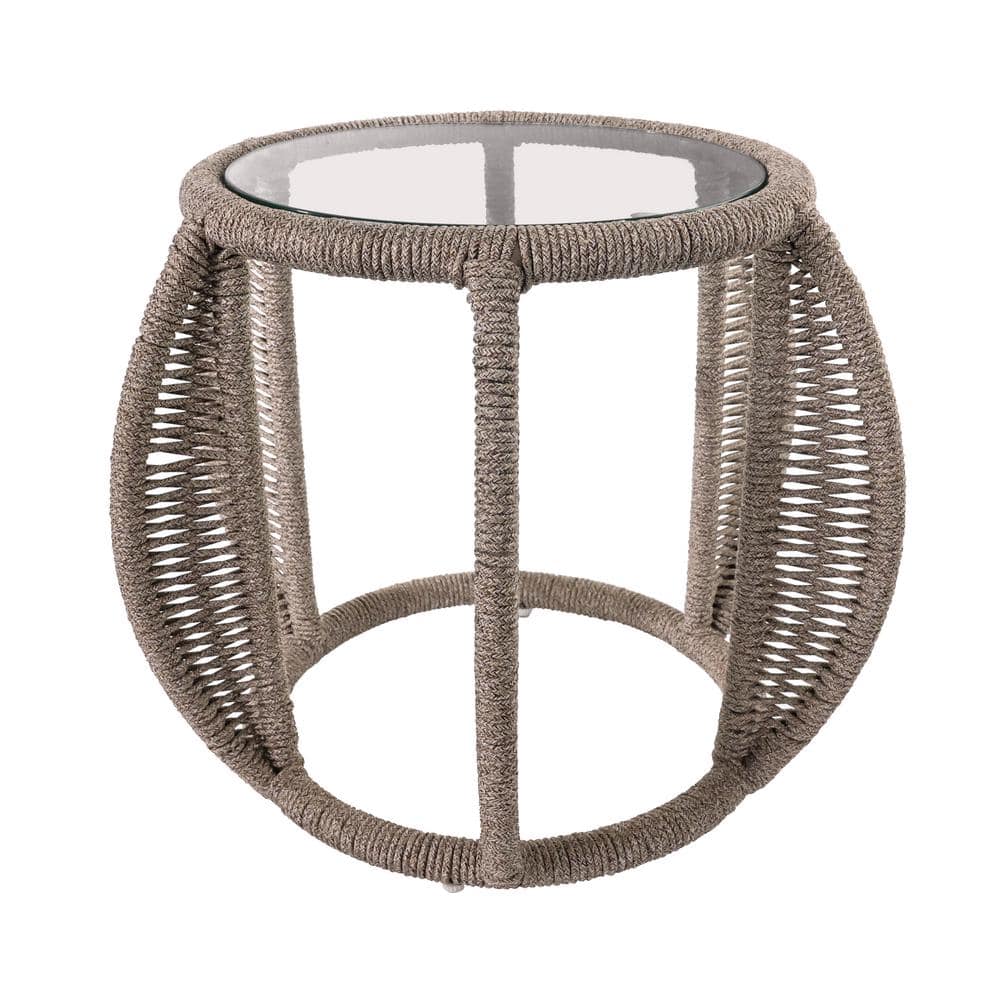 TWT Tan Round Aluminum Outdoor Side Tables CCXLD130 - The Home Depot