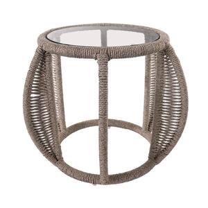 Tan Round Aluminum Outdoor Side Tables