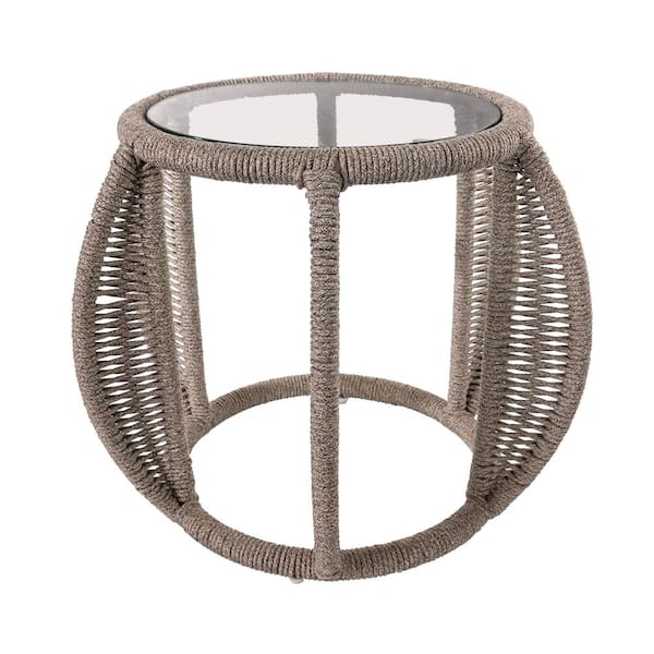 TWT Tan Round Aluminum Outdoor Side Tables
