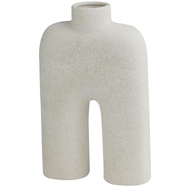 Novogratz 13 in. White Arched Ceramic Abstract Decorative Vase