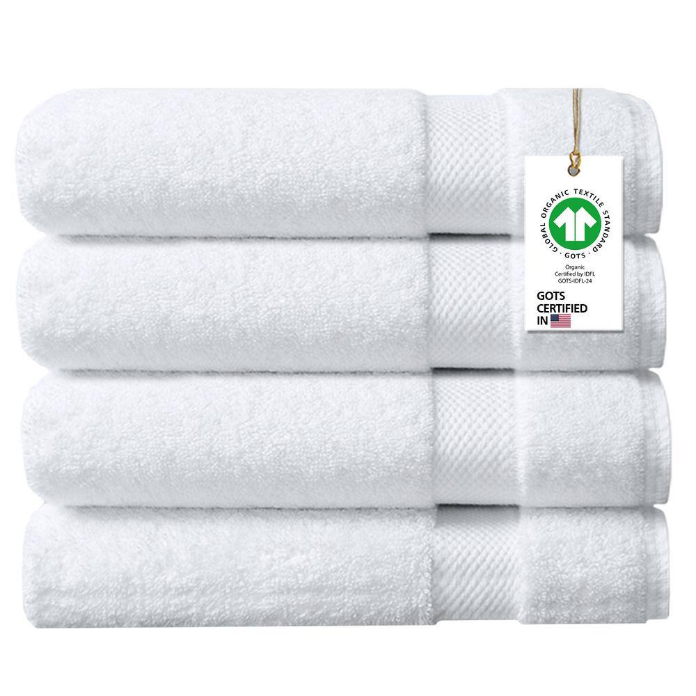 Delara Feather Touch Quick Dry 30 in. x 58 in. Marshmallow Solid 100%  Organic Cotton 650 GSM Bath Towel (Pack of 4) A1HCBTSET-4-Ivory - The Home  Depot