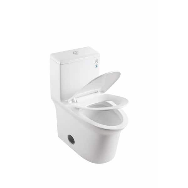 1.1/1.6 GPF Dual Flush Elongated Super Quite Flushing Floor Mounted 1-Piece Toilet with Soft Closing Seat, White