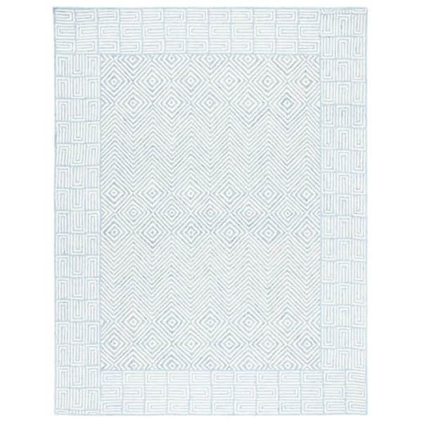 SAFAVIEH Roslyn Light Blue/Ivory 9 ft. x 12 ft. Border Chevron Area Rug