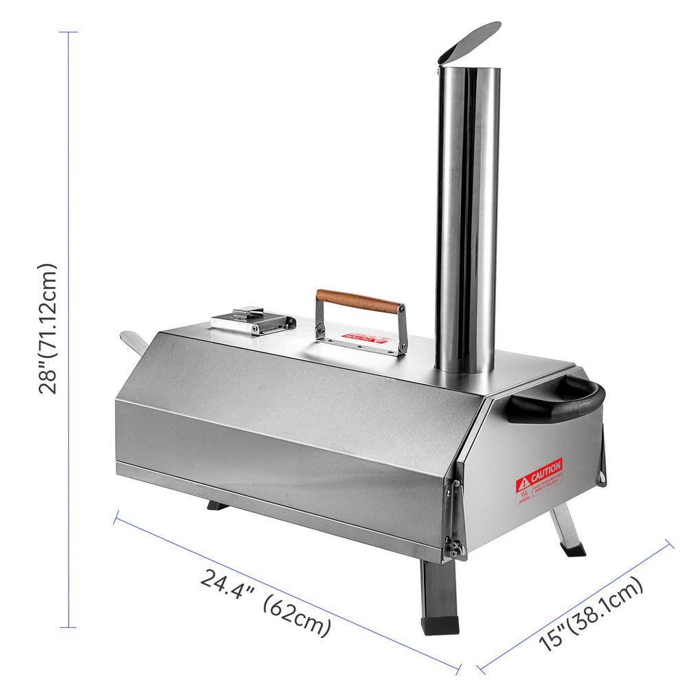 12-Inch Silver Stainless Steel Outdoor Wood Pizza Oven