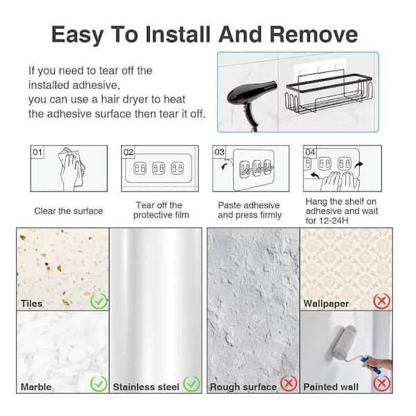 wirlsweal Shower Shelf Sticker Non-discoloring Shower Caddy Adhesive 15pcs  Shower Caddy Adhesive Replacement Strong Adhesive Traceless No Drilling for  Bathroom 