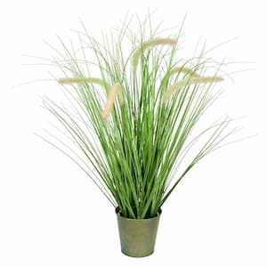 26 in. Artificial Potted Green Grass and Cattails