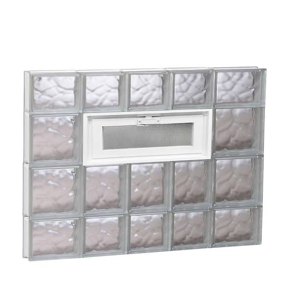 Clearly Secure 32.75 in. x 27 in. x 3.125 in. Frameless Wave Pattern Vented Glass Block Window