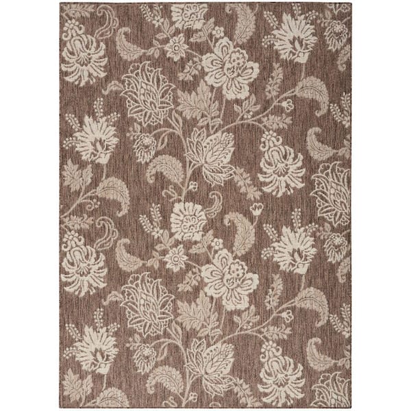 Nourison Garden Oasis Mocha 5 ft. x 7 ft. Nature-inspired Contemporary Area Rug