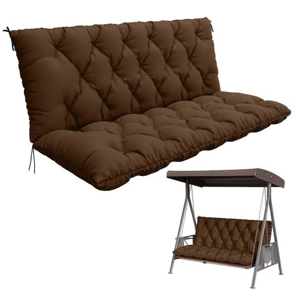 60 in. x 40 in. 2-3 Seater Patio Contoured Replacement Bench Cushion Outdoor Porch Swing Cushion Cushion Chocolate